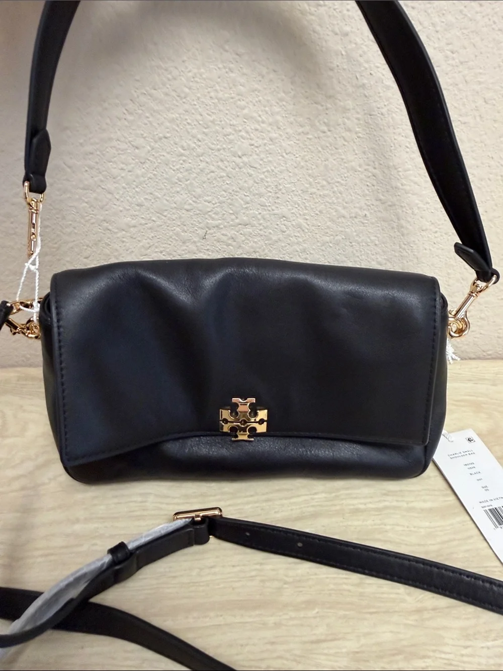 TORY BURCH CHARLIE SMALL SHOULDER BAG BLACK
